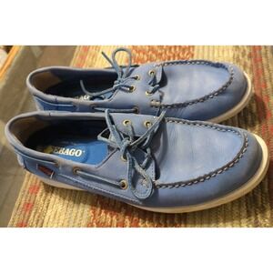 Sebago Litesides 2 Eye Boat Shoes Mens 9.5 Baby Blue Leather Moc Toe Lace Up